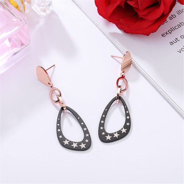 Black Acrylic & 18K Rose Gold-Plated Star Triangle Drop Earrings Cheap