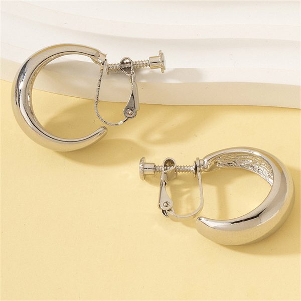 Silver-Plated Beveled Huggie Earrings Cheap