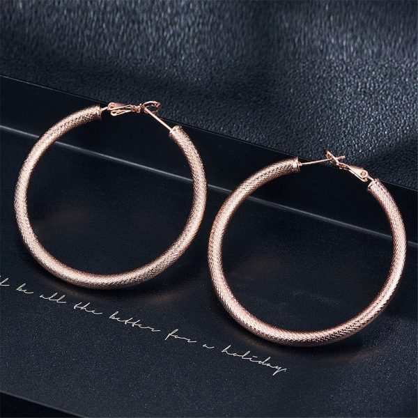 18K Rose Gold-Plated Diamond-Cut Hoop Earrings Cheap