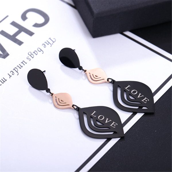 18K Rose Gold-Plated & Black  Love  Laurel Drop Earrings Supply