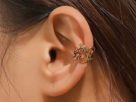 18K Gold-Plated Leaf Swirl Ear Cuff Online now