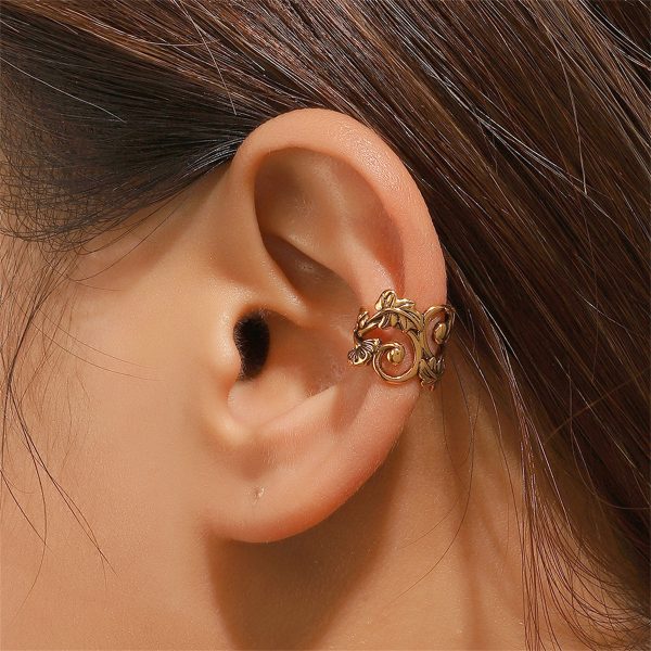 18K Gold-Plated Leaf Swirl Ear Cuff Online now