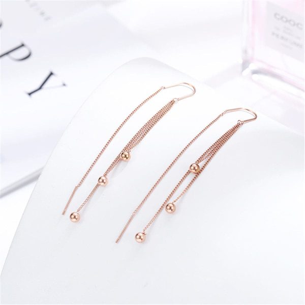 18K Rose Gold-Plated Beaded Tassel Drop Earrings Online Sale