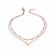 18K Rose Gold-Plated Heart Charm Layer Anklet For Cheap