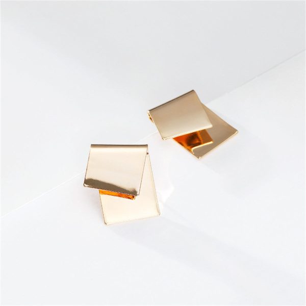 18K Gold-Plated Folded Geometric Stud Earrings Fashion