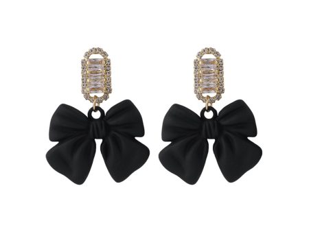 Black Acrylic & Cubic Zirconia Bow Baguette-Cut Drop Earrings Online