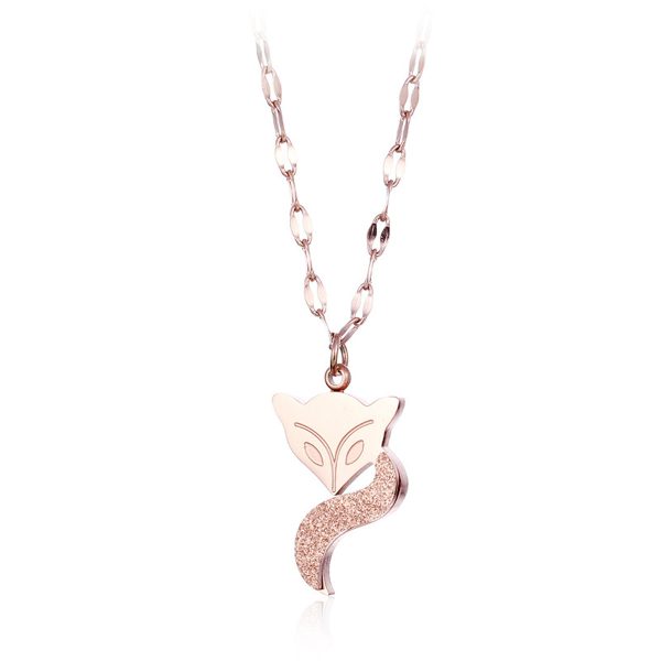 18K Rose Gold-Plated Fox Pendant Necklace Online