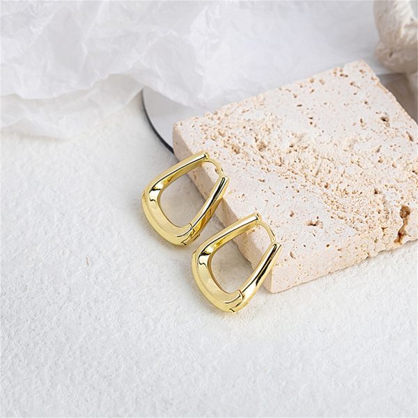 18K Gold-Plated U-Shape Huggie Earrings Hot on Sale