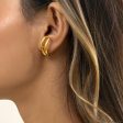 18K Gold-Plated Curved Open Stud Earring For Sale