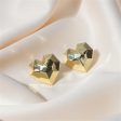 18K Gold-Plated Hammered Heart Stud Earrings For Cheap