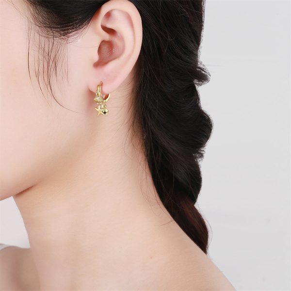 18K Gold-Plated Starfish Shell Charm Huggie Earring Online Hot Sale