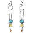 Turquoise & Cubic Zirconia Silver-Plated Geometric Drop Earrings For Cheap