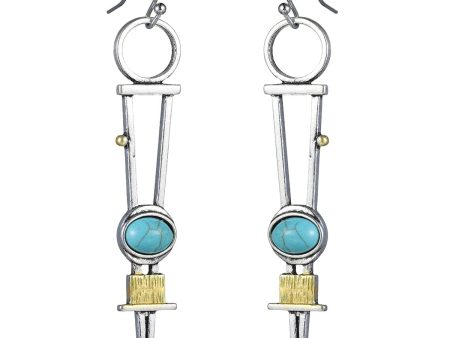 Turquoise & Cubic Zirconia Silver-Plated Geometric Drop Earrings For Cheap