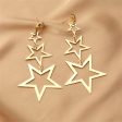 18K Gold-Plated Tri-Star Drop Earrings on Sale