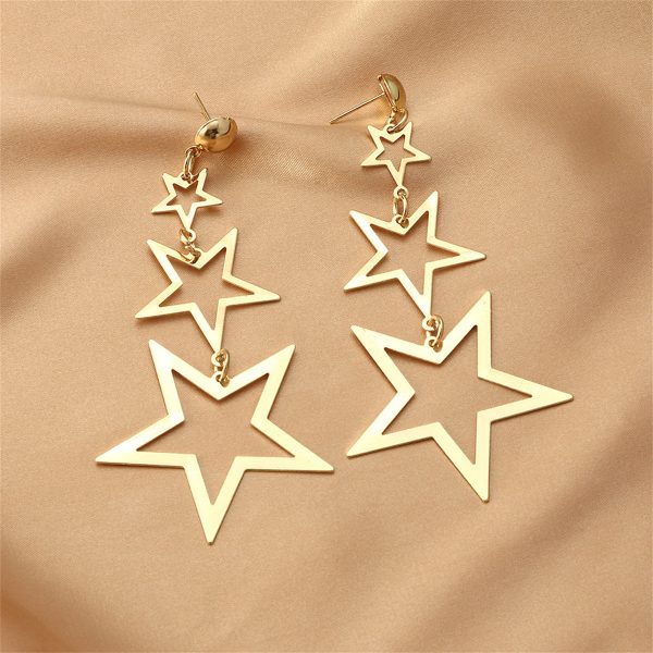 18K Gold-Plated Tri-Star Drop Earrings on Sale