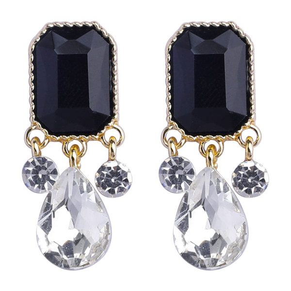 Black Crystal & Cubic Zirconia 18K Gold-Plated Teardrop Earrings Cheap