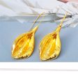 18K Gold-Plated Leaf Drop Earrings For Sale