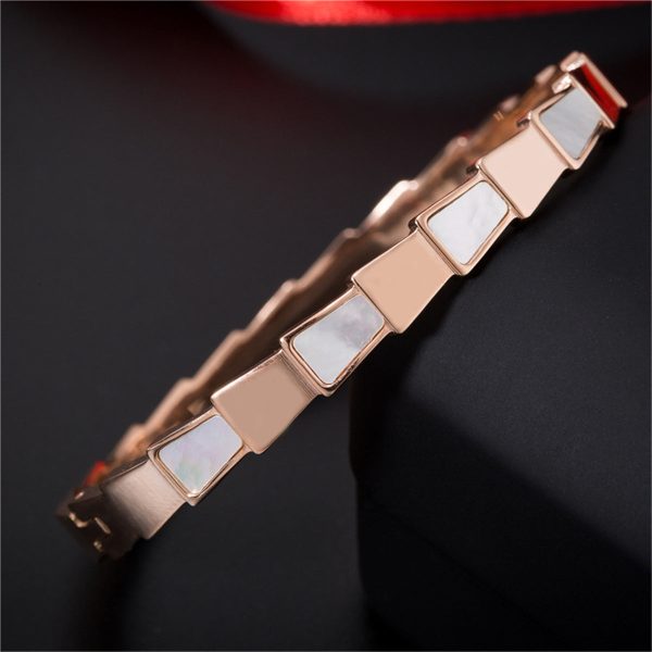 18K Rose Gold-Plated Ladder Bangle For Discount