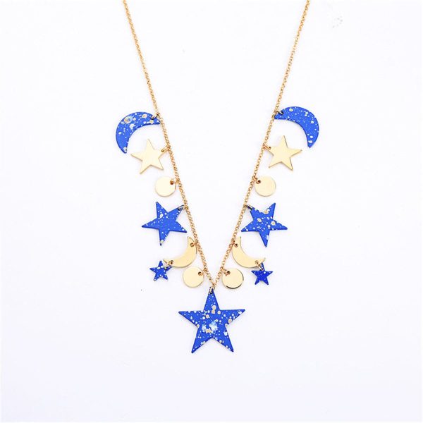 Blue Acrylic & 18K Gold-Plated Moon & Star Statement Necklace Online