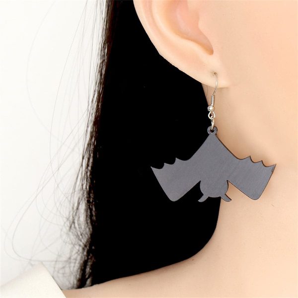 Black Acrylic & Silver-Plated Bat Drop Earrings Hot on Sale