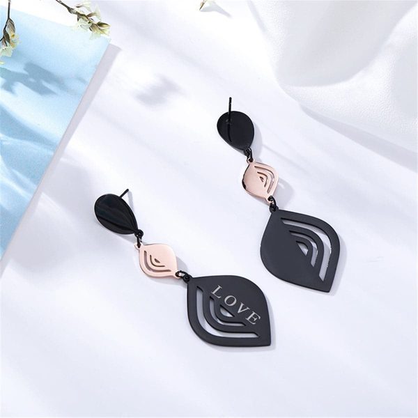 18K Rose Gold-Plated & Black  Love  Laurel Drop Earrings Supply