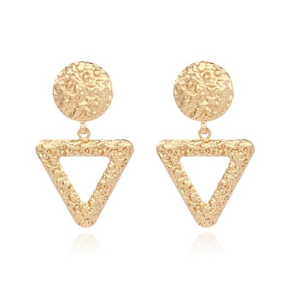 18K Gold-Plated Textured Open Triangle Drop Earrings For Discount