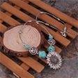 Turquoise & Silver-Plated Sunflower Pendant Necklace For Discount