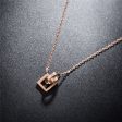 18K Rose Gold-Plated Open Ring & Square Pendant Necklace For Discount