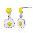 White & Yellow Poached Egg Drop Earrings Discount