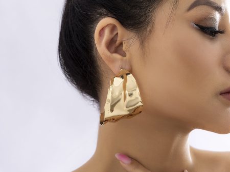 18K Gold-Plated Textured Wide Huggie Earrings Cheap