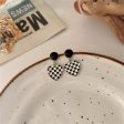 Black & White Enamel Checkerboard Tiered Heart Drop Earrings Fashion