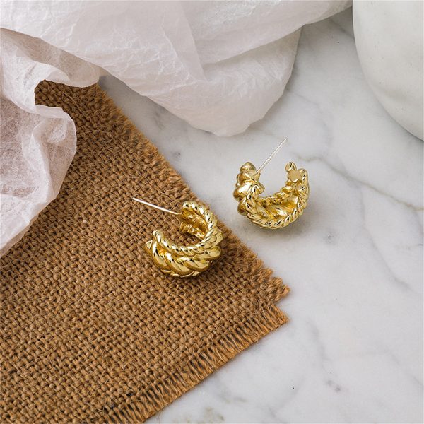 18K Gold-Plated Rope Twist Half-Hoop Earrings Sale