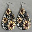 Yellow & Gray Honecomb Sunflower Teardrop Earrings For Cheap