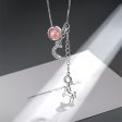 Strawberry Red Crystal & Cubic Zirconia Moon & Unicorn Pendant Necklace Cheap