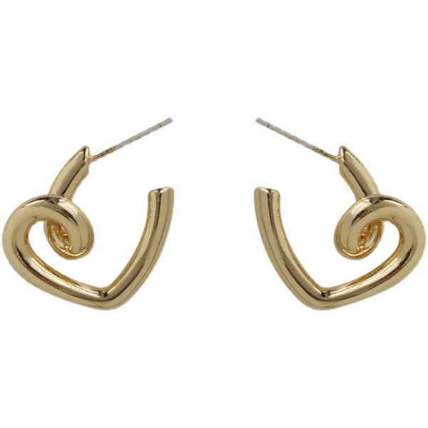 18K Gold-Plated Swirl-Heart Stud Earrings Online