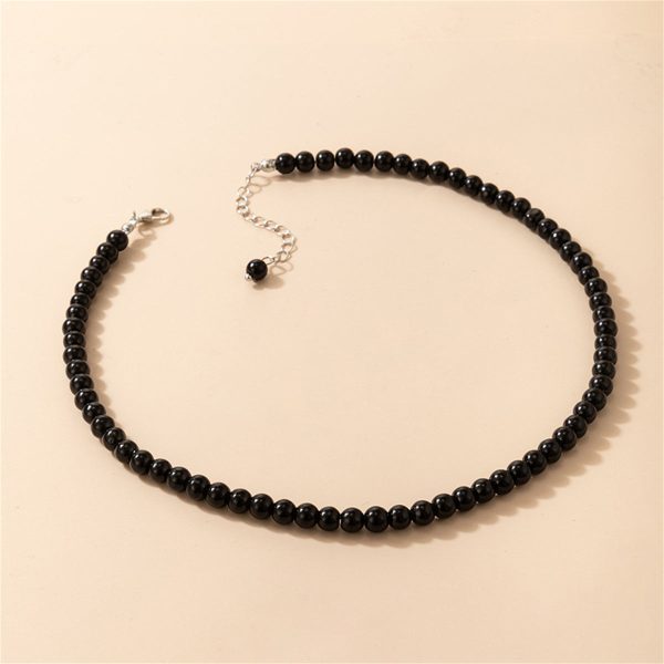 Black Quartz Beaded Choker Necklace Hot on Sale