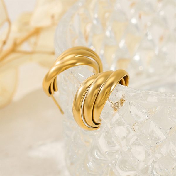 18K Gold-Plated Stacked Hoop Huggie Earrings on Sale