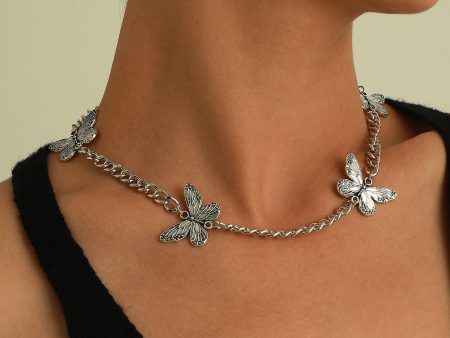 Silver-Plated Butterfly Cuban Chain Necklace Online