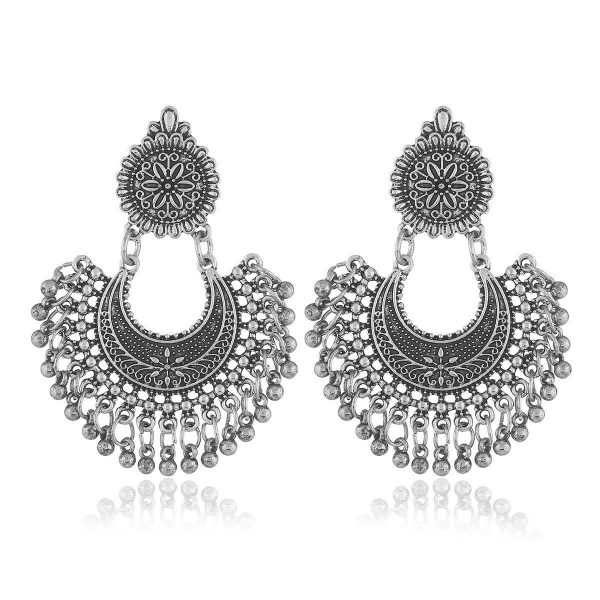 Silver-Plated Boho Intricate Drop Earrings For Discount