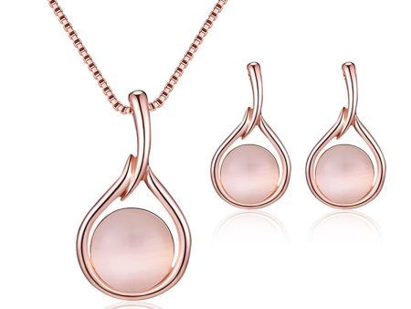 Rose Quartz & Cubic Zirconia Pendant Necklace & Drop Earrings Discount