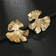 18K Gold-Plated Lotus Leaf Stud Earrings For Cheap