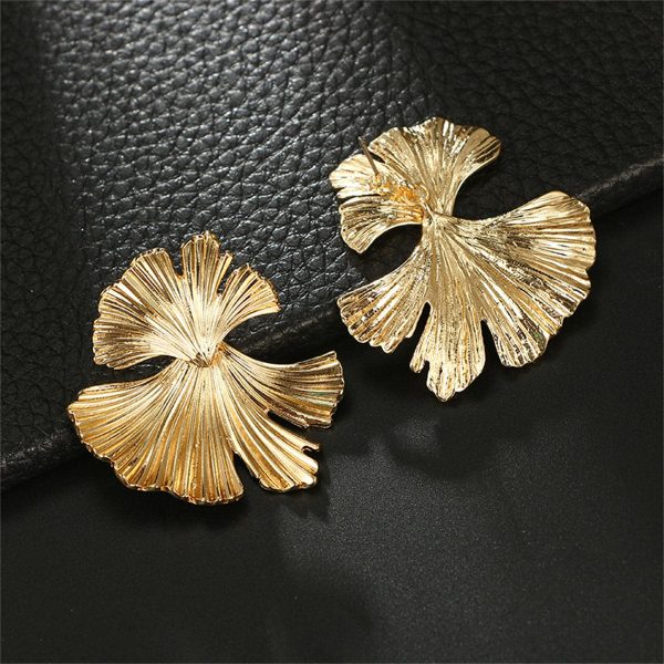 18K Gold-Plated Lotus Leaf Stud Earrings For Cheap