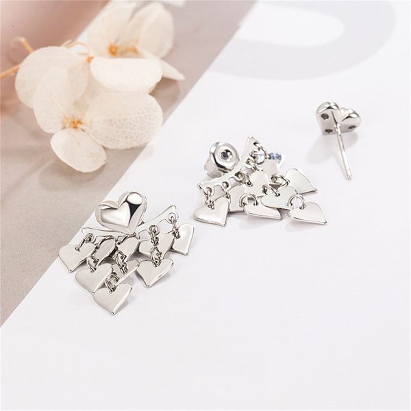 Silver-Plated Heart Tassel Ear Jackets Online Hot Sale