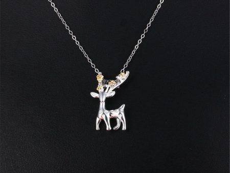 Two-Tone Deer Pendant Necklace Online