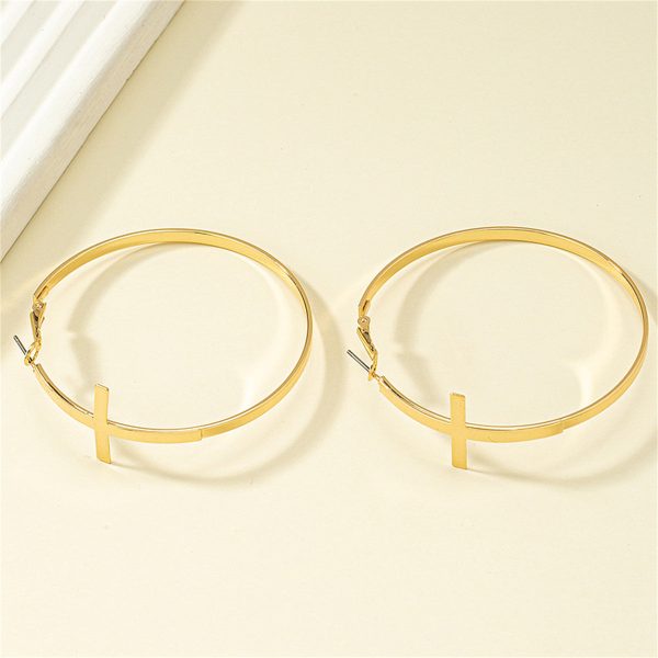 18K Gold-Plated Cross Hoop Earrings Online now