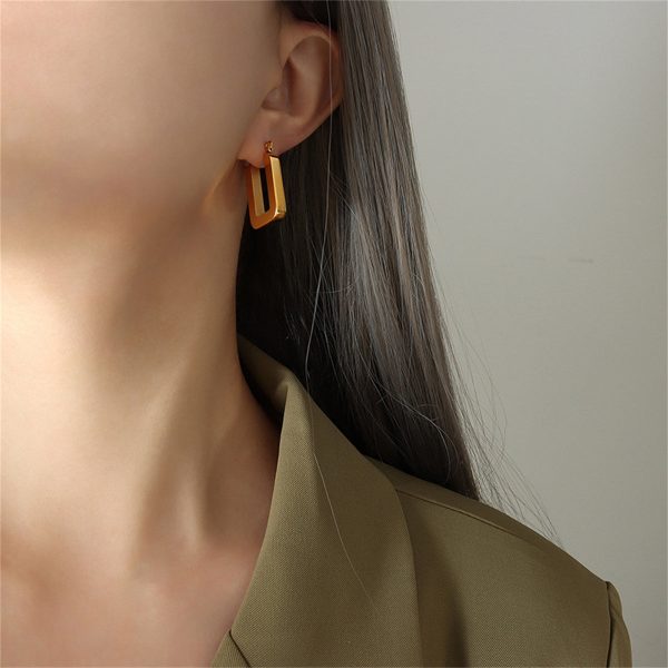 18K Gold-Plated U-Shape Hoop Earrings Fashion