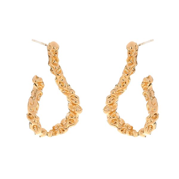 18K Gold-Plated Textured Free-Form Hoop Earrings Online Hot Sale