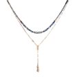 Blue & Two-Tone Heart Locket Layered Lariat Necklace Sale