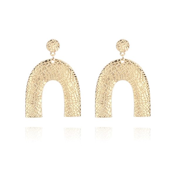 18K Gold-Plated Pebbled Arc Drop Earrings on Sale