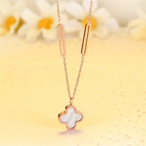 Black Acrylic & 18K Rose Gold-Plated Clover Pendant Necklace Online